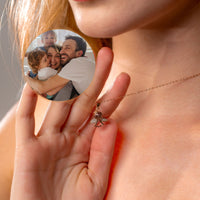 Thumbnail for Angel Photo Personalised Necklace  - Photo Necklace - Photo Projection Necklace Necklace Rose Gold Brother & Sisters