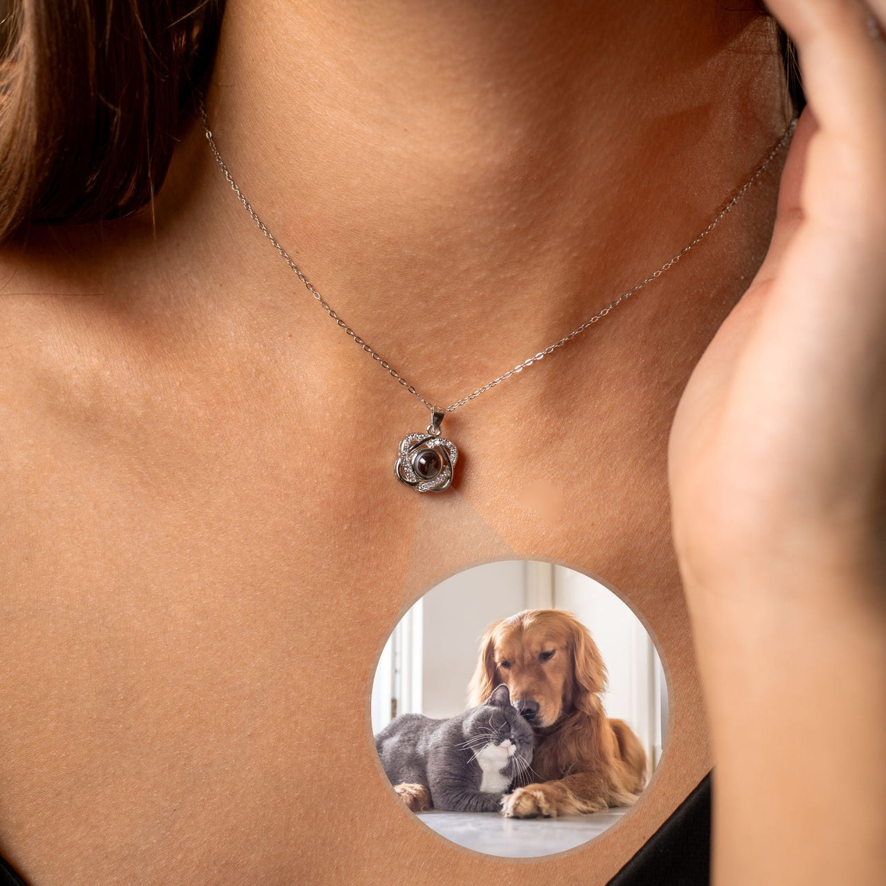 Double Heart Photo Necklace - Personalised Necklace - Customised Necklace Necklace Brother & Sisters