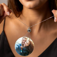 Thumbnail for Double Heart Photo Necklace - Personalised Necklace - Customised Necklace Necklace Silver Brother & Sisters