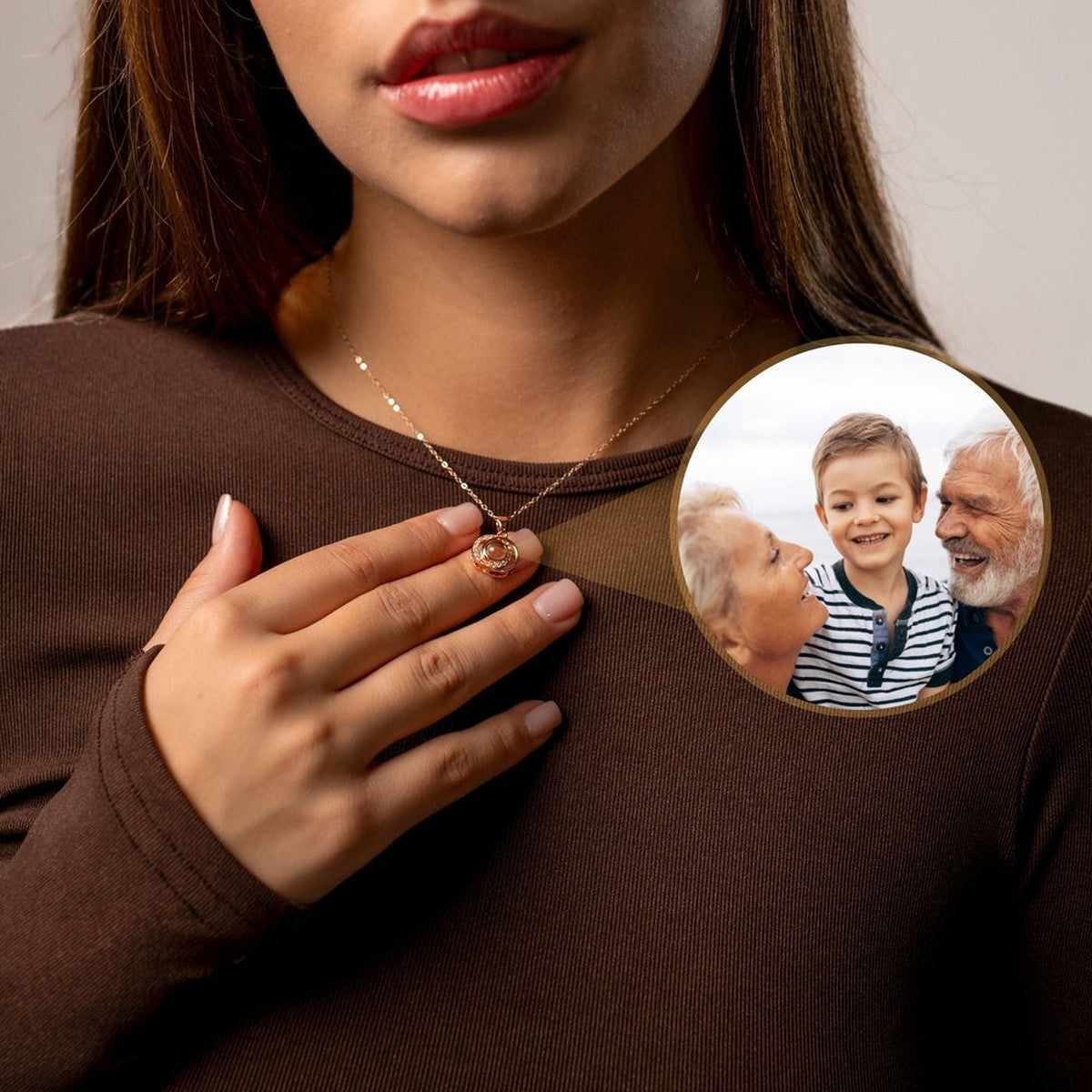 Duo Photo Personalised Necklace  - Photo Necklace - Photo Projection Necklace Necklace Brother & Sisters