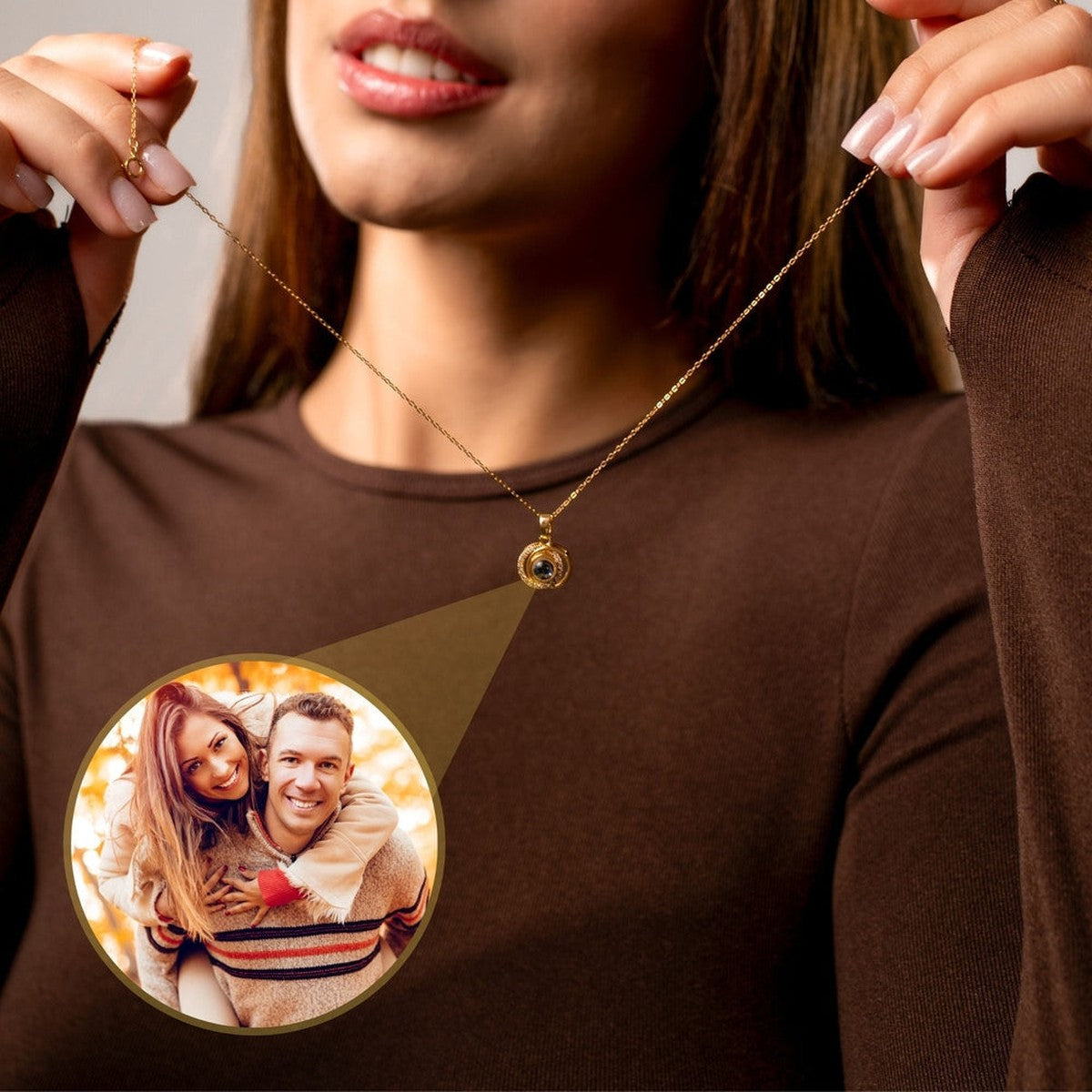 Duo Photo Personalised Necklace  - Photo Necklace - Photo Projection Necklace Necklace Brother & Sisters