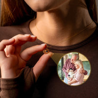 Thumbnail for Duo Photo Personalised Necklace  - Photo Necklace - Photo Projection Necklace Necklace Gold Brother & Sisters