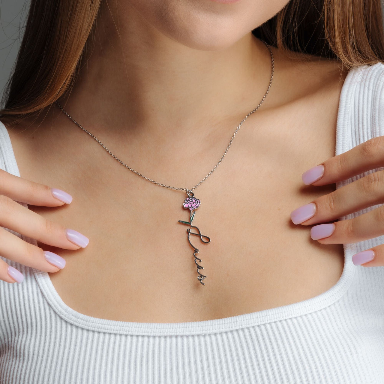 Flower Name Necklace - Custom Name Necklace - Gifts for Mom - Personalized Gift - Birthday Gifts for Her Necklace Brother & Sisters