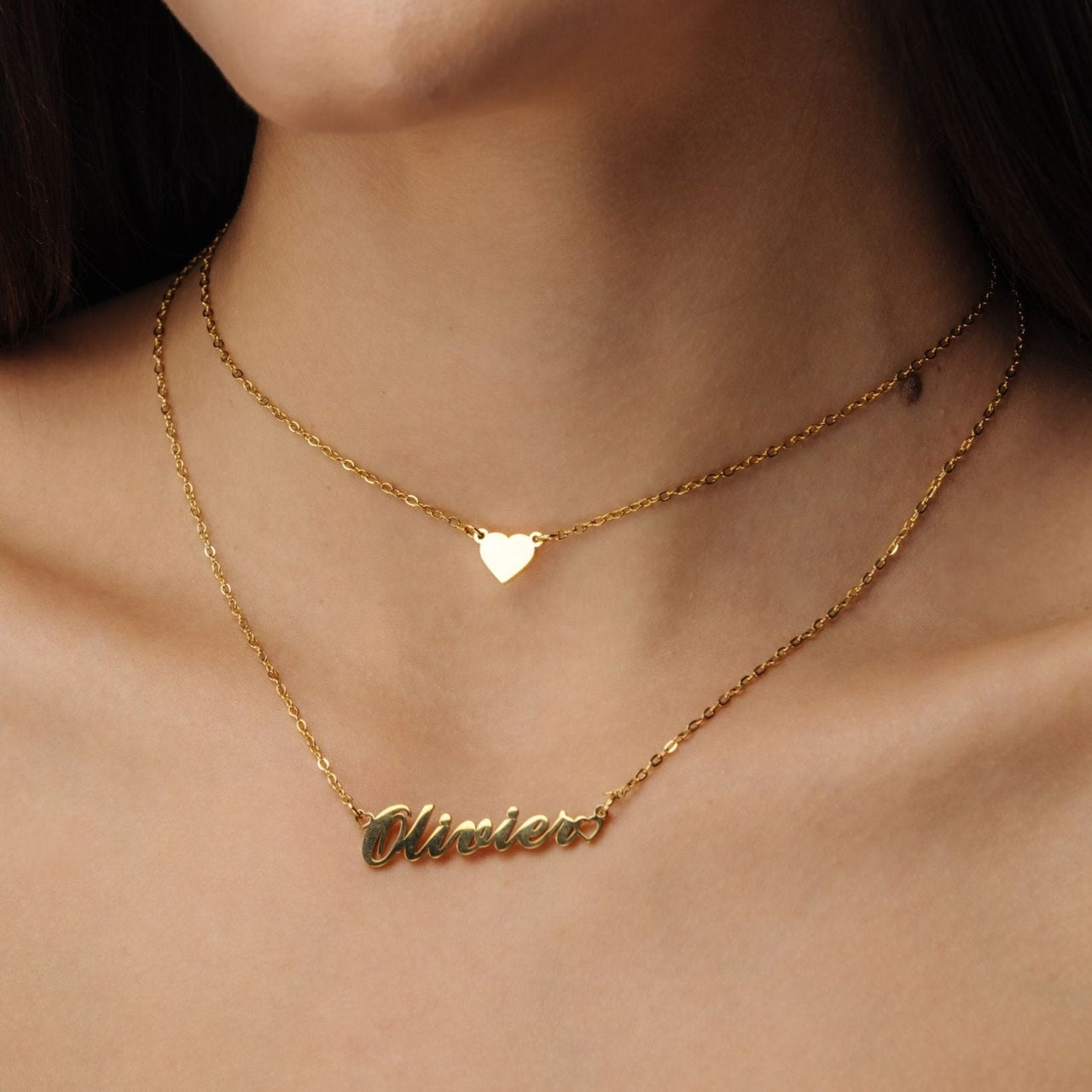 Heart Name Necklace - Custom Name Necklace - Personalized Necklace - Necklace for Best Friend - Gifts for Mother's Day Necklace Gold Brother & Sisters