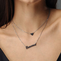Thumbnail for Heart Name Necklace - Custom Name Necklace - Personalized Necklace - Necklace for Best Friend - Gifts for Mother's Day Necklace Silver Brother & Sisters