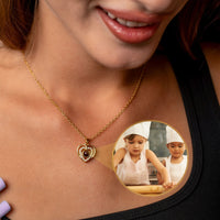 Thumbnail for Hearts Photo Personalised Necklace  - Rose Gold Heart Necklace - Photo Necklace - Custom Necklace Necklace Brother & Sisters