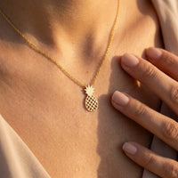 Thumbnail for Pineapple necklace — close-up of the details, gold | SKU: 8050907-gold