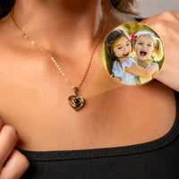 Thumbnail for Love Photo Personalised Necklace  - Rose Gold Heart Necklace - Custom Necklace Necklace Brother & Sisters