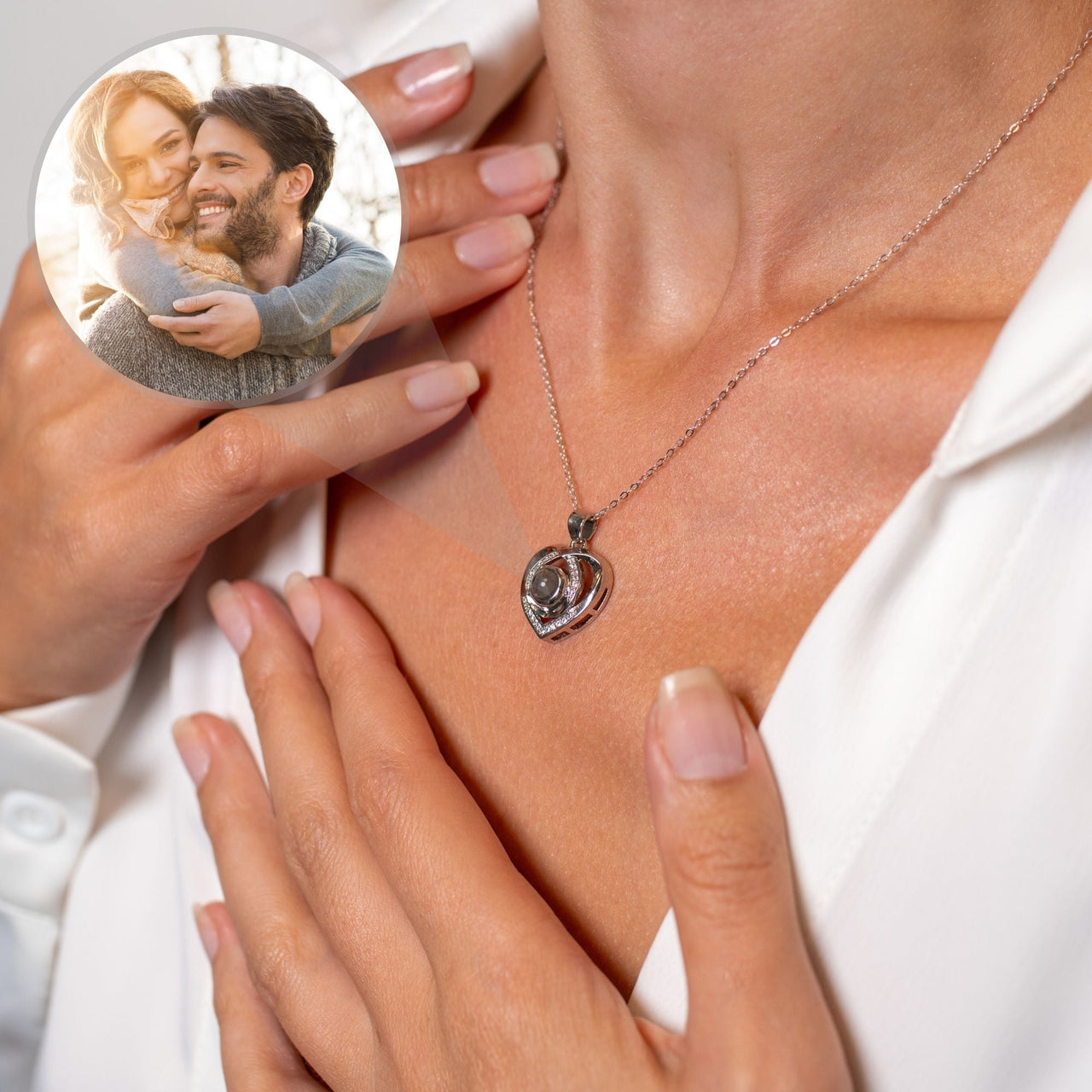 Romance Photo Personalised Necklace  - Rose Gold Heart Necklace - Photo Necklace - Custom Necklace Necklace Brother & Sisters