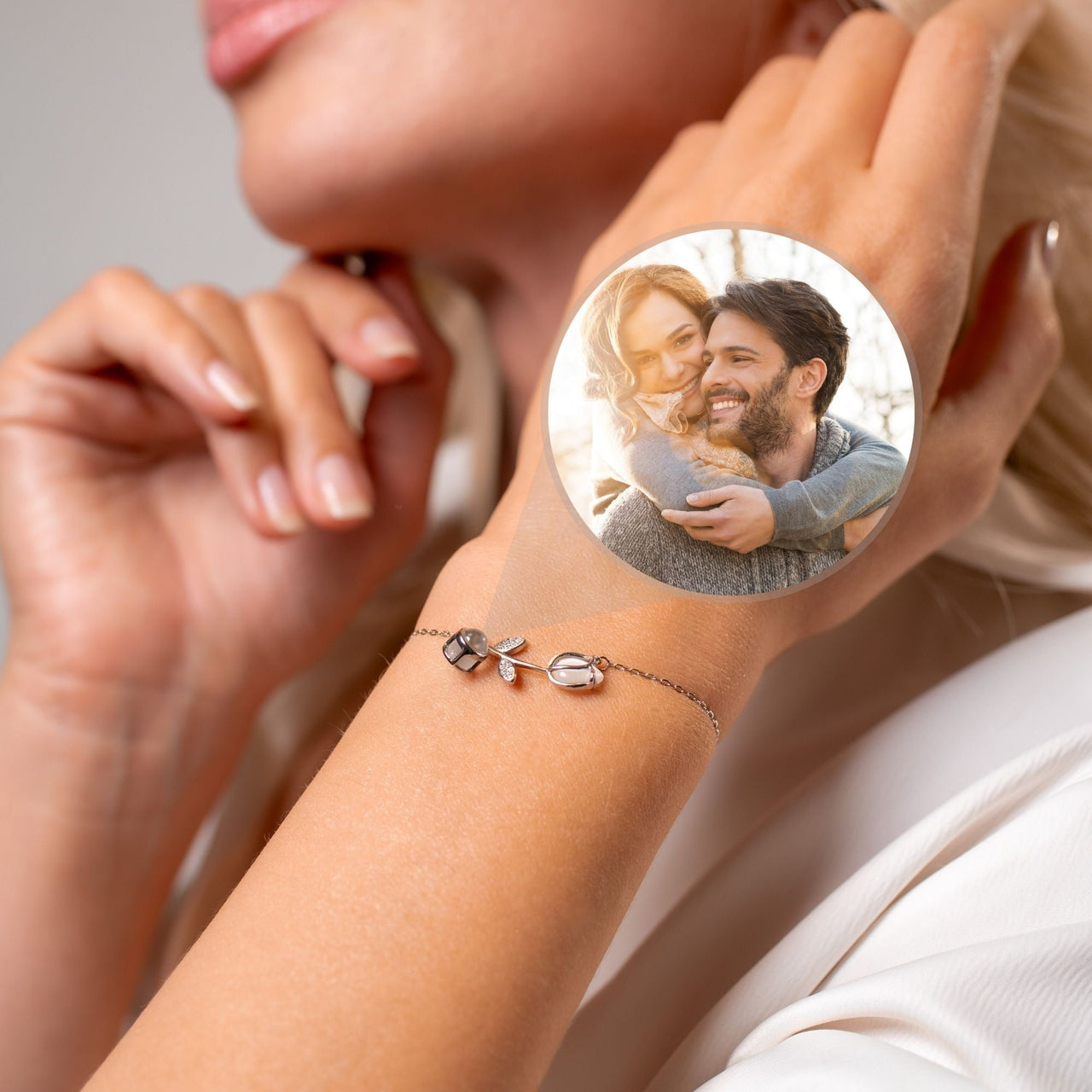 Tulip Personalized Photo Bracelet - Personalized Gift for Women - Custom Jewelry for Her - Custom Bracelet Picture - Personalised Photo Gift Bracelet Brother & Sisters