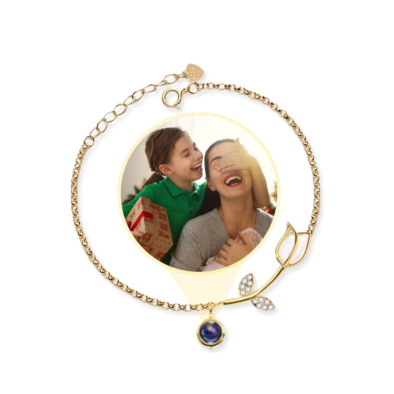 Tulip Personalized Photo Bracelet - Personalized Gift for Women - Custom Jewelry for Her - Custom Bracelet Picture - Personalised Photo Gift Bracelet Brother & Sisters