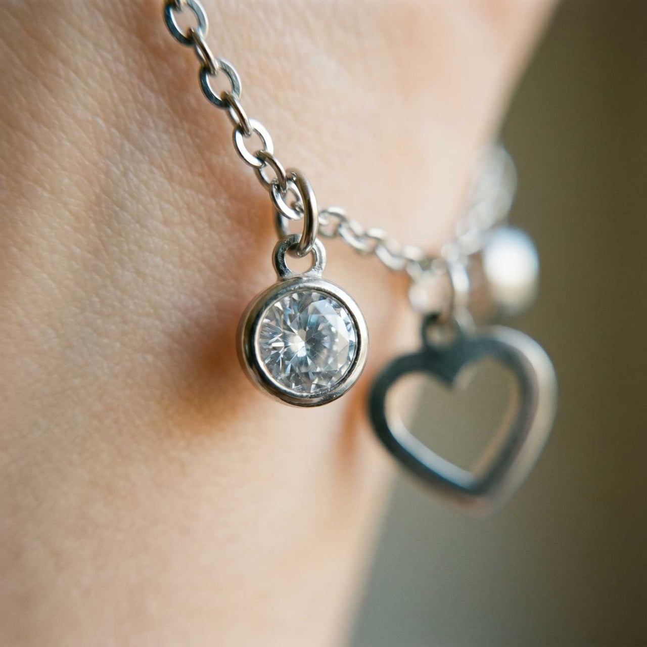 Heart & Crystal Anklet