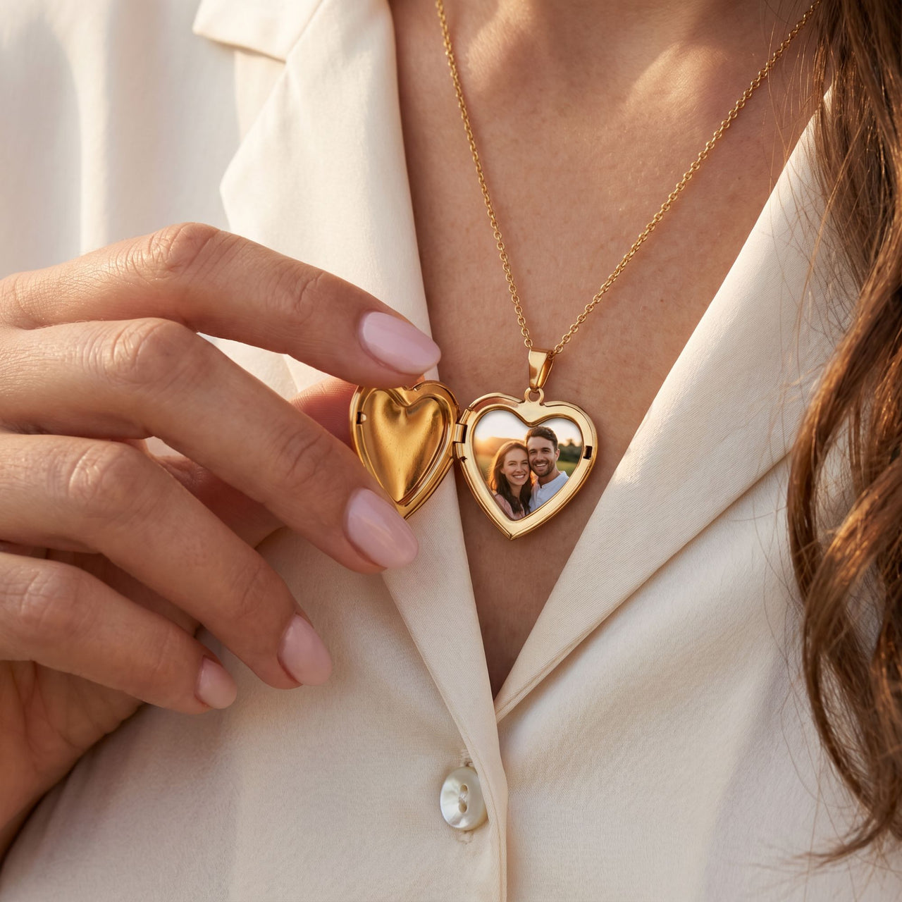 Love Heart Photo Locket Necklace