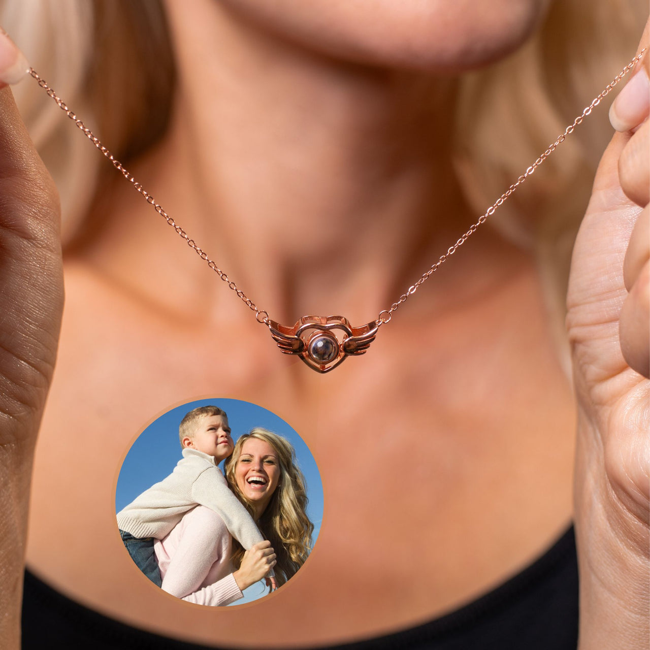 Flying Heart Photo Necklace