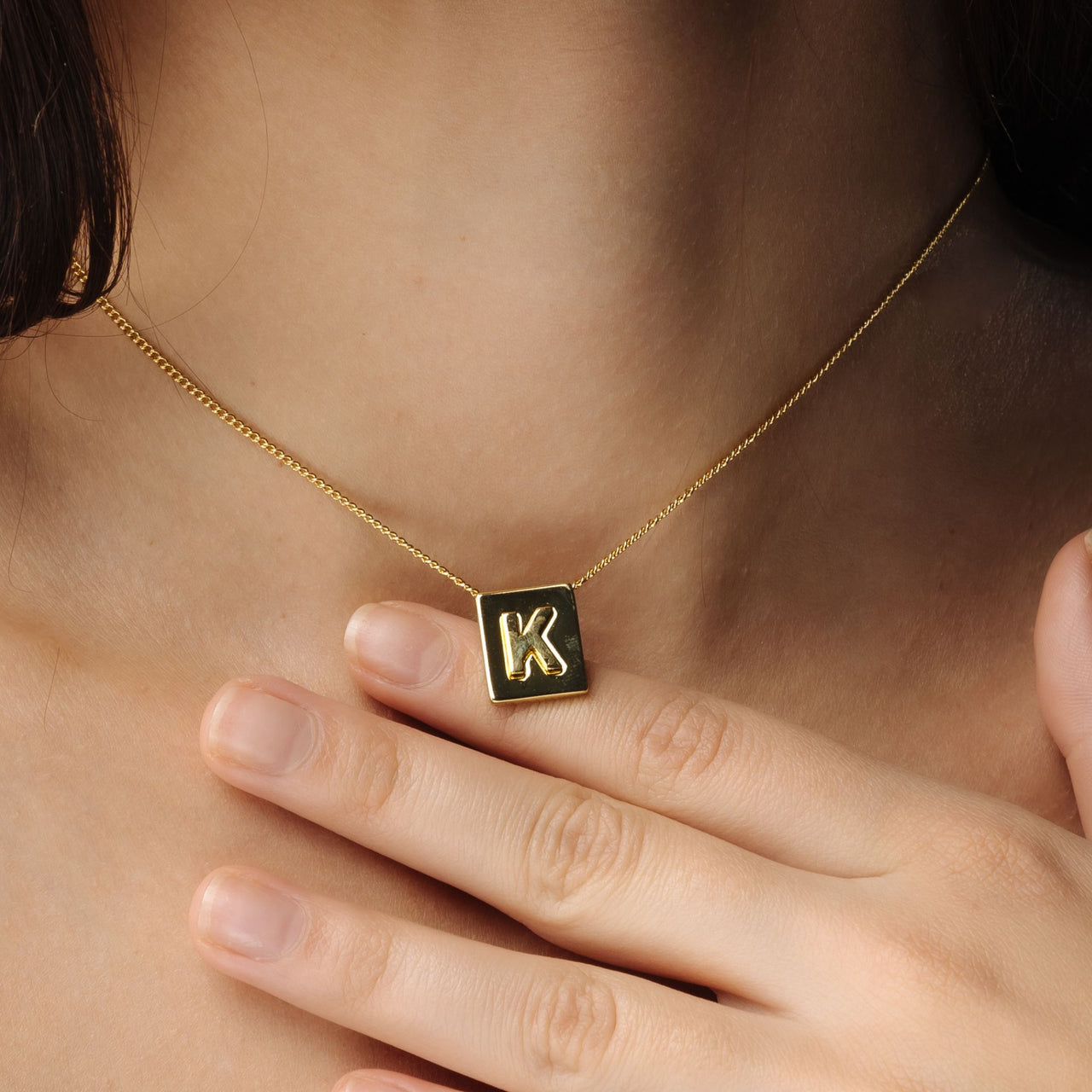 Rectangle Initial Necklace