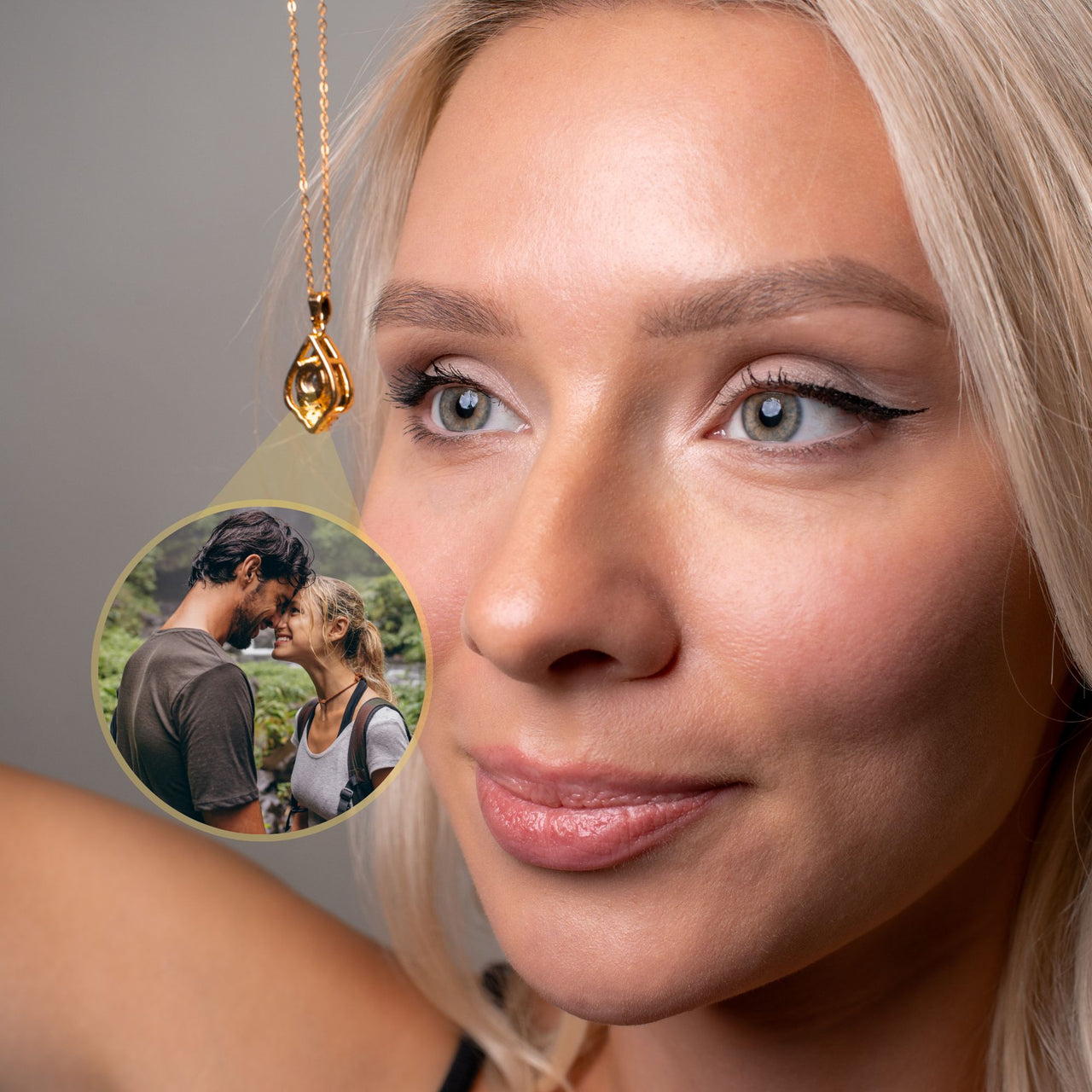 Reversed Heart Photo Necklace