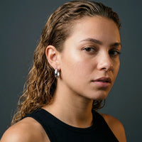 Thumbnail for Chunky Dome Hoops in Silver, studio portrait | SKU: 41005-silver