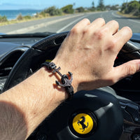 Thumbnail for Black Anchor Bracelet – hand on a Ferrari steering wheel | Brother & Sisters | SKU: 3621358-gun-black-XS-14-15, 3621358-gun-black-S-16-17, 3621358-gun-black-M-18-19, 3621358-gun-black-L-20-21, 3621358-gun-black-XL-22-23