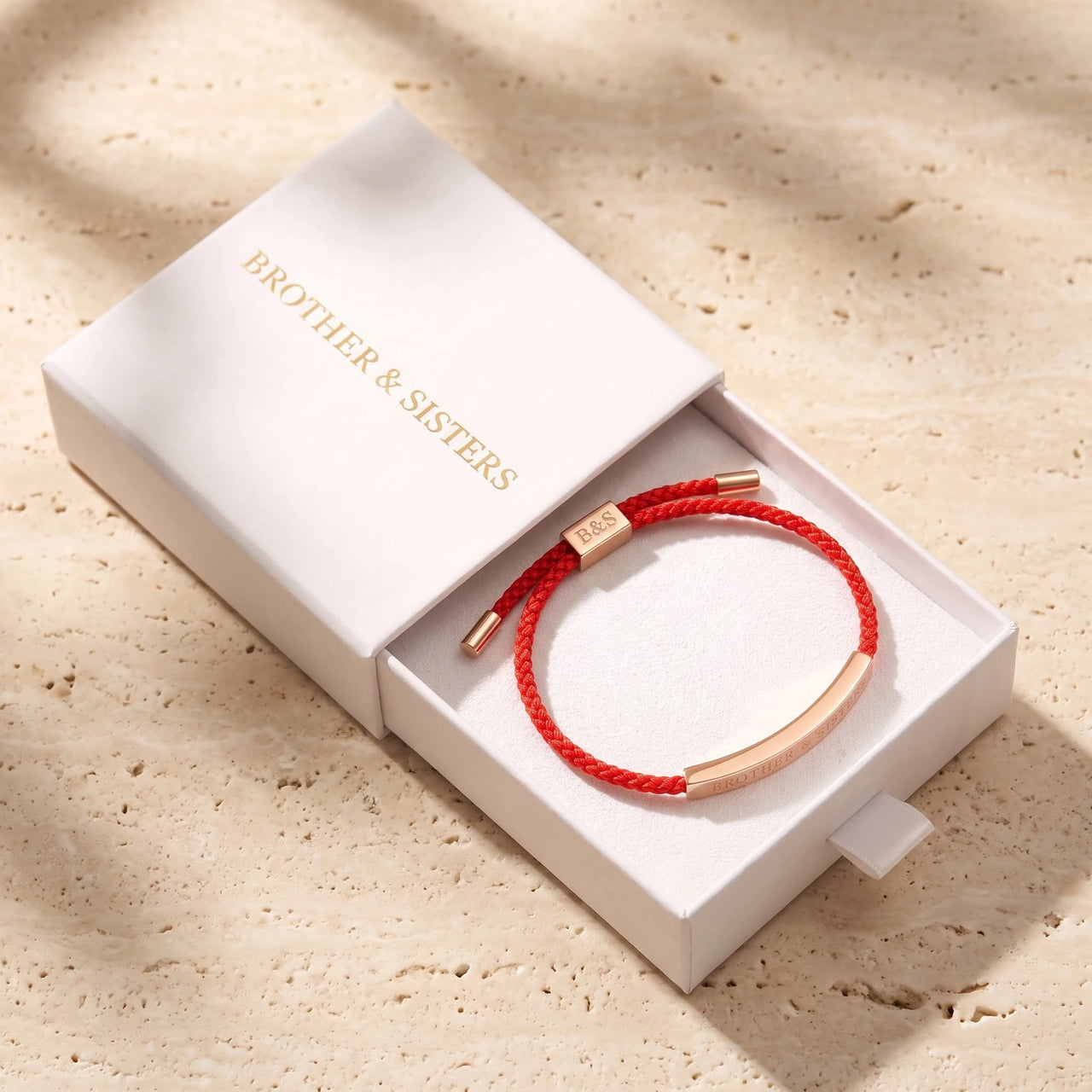Red rope bracelet — in the gift box, rose gold | SKU: lamour-rg