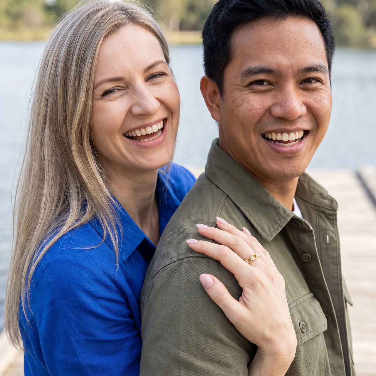Gold heart ring — worn by a couple, gold | SKU: lescoeurs