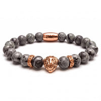 Thumbnail for Rose Gold Lion & Grey Stones Bracelet – studio packshot | Brother & Sisters | SKU: 20866222-rose-gold-XS-14-15, 20866222-rose-gold-S-16-17, 20866222-rose-gold-M-18-19, 20866222-rose-gold-L-20-21, 20866222-rose-gold-XL-22-23