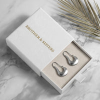 Thumbnail for Sculpted Crescent Drops in Silver, in the gift box | SKU: 41008-silver