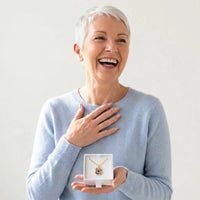 Thumbnail for Grandmother discovering her grandchildren's photo in the gold octagon necklace gift box | SKU: TPH-OCTN-GOLD