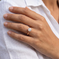 Thumbnail for Solitaire engagement ring — close-up of the details, rose gold | SKU: 33759698-4.5-rose-gold
