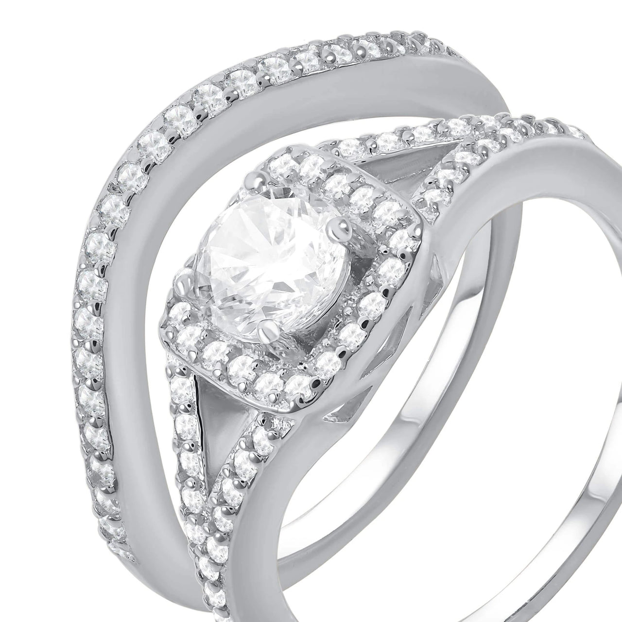 Bridal ring set — product photo on a white background, silver | SKU: 497080-4.5-silver