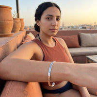 Thumbnail for Engraved bracelet — worn on a relaxed day, silver | SKU: ttfa-wg