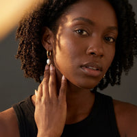 Thumbnail for Twisted Pearl Drop Hoops in Gold, studio portrait | SKU: 41004-gold