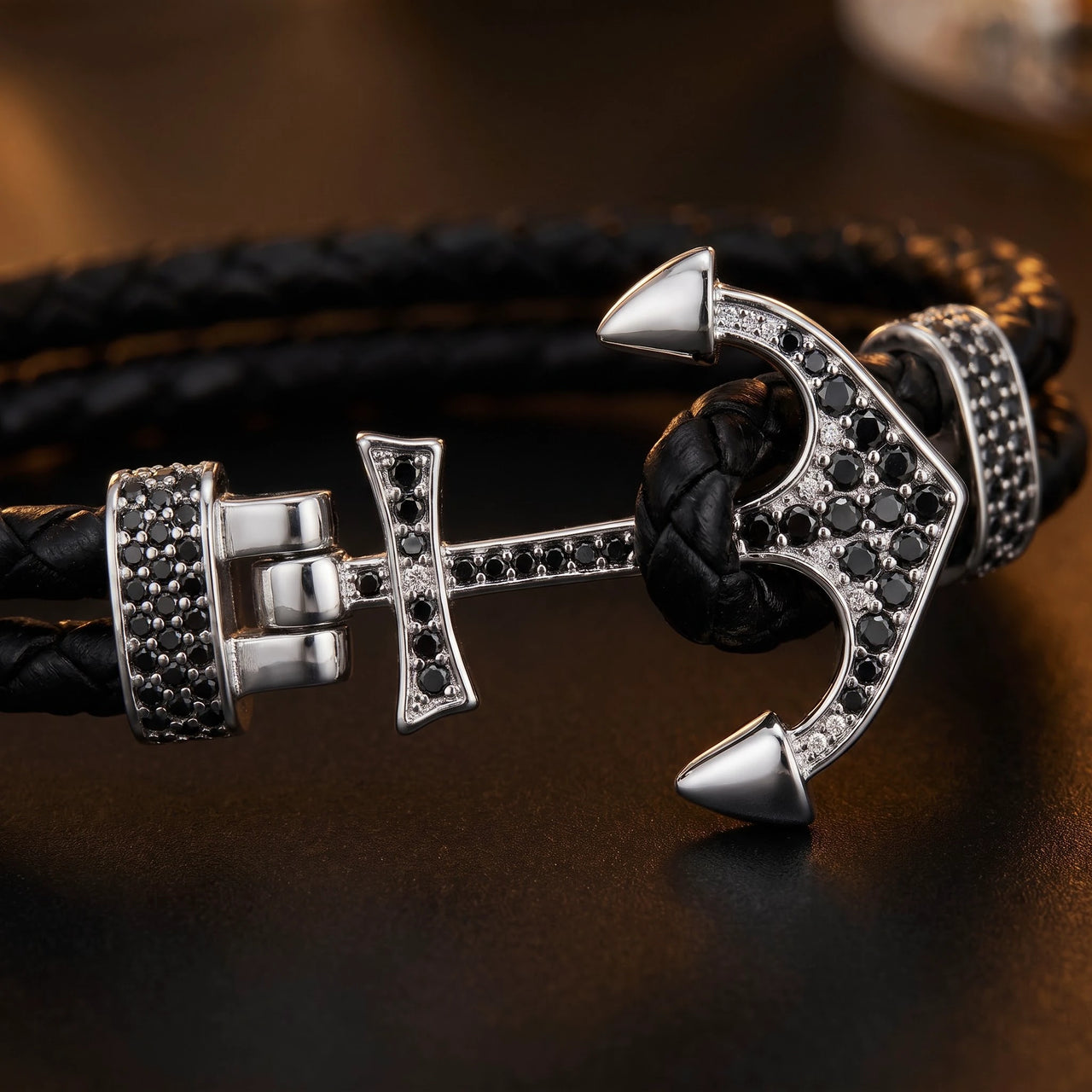 White Gold Anchor – macro close-up | Brother & Sisters | SKU: 3621358-silver-XS-14-15, 3621358-silver-S-16-17, 3621358-silver-M-18-19, 3621358-silver-L-20-21, 3621358-silver-XL-22-23